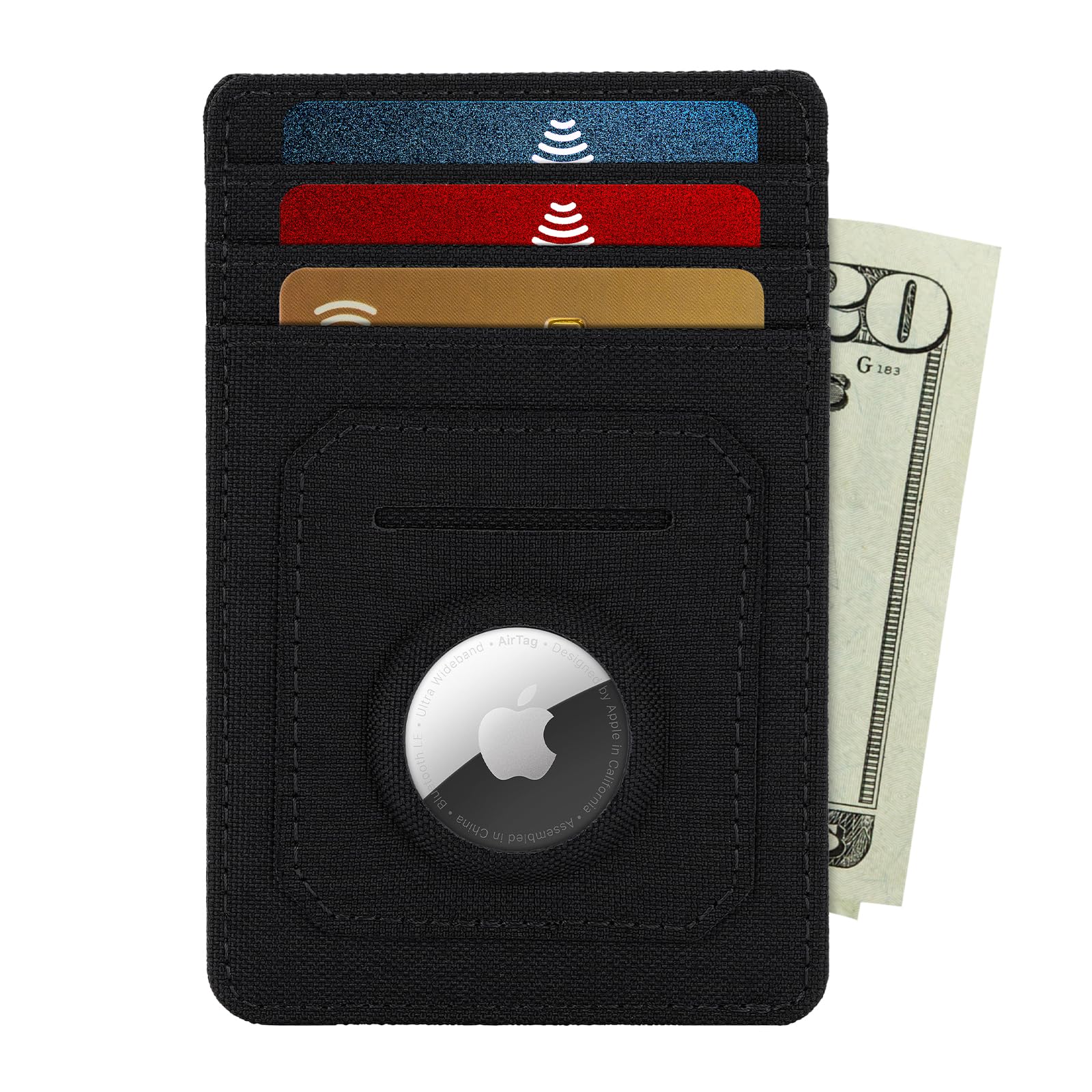 Pelican Aegis AirTag Wallet/Card Holder [RFID Blocking] Slim Wallet with Airtag Holder - Holds 7 Cards & Cash w/Quick access Front Pocket - Durable 500D Cordura - Debit/Credit Card Holder - Black