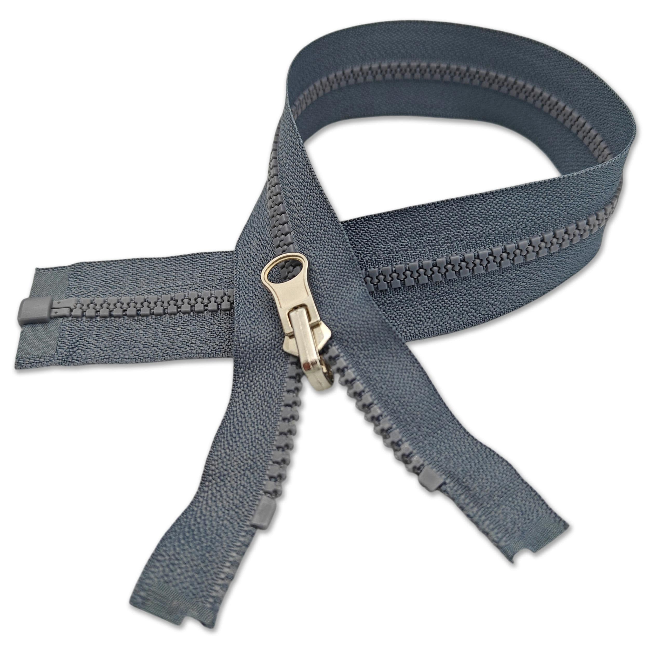 Reversible Resin Zip Gauge #5 Bilateral Open-End Chunky Fastener Moulded Plastic Teeth for Double-Sided Jackets Fleeces (Grey, 45cm (17.7"))