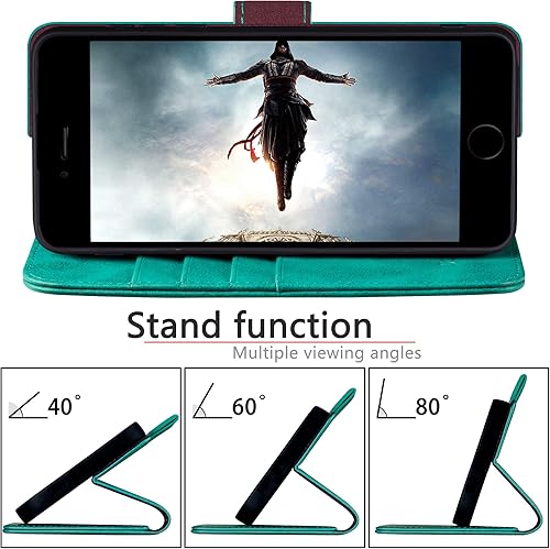 Miniatura 7 de Funda tipo cartera de piel auténtica para iPhone 7 Plus8 Plus bloqueo RFID 4 tarjeteros de créditoCuero auténtico Funda protectora para teléfono con