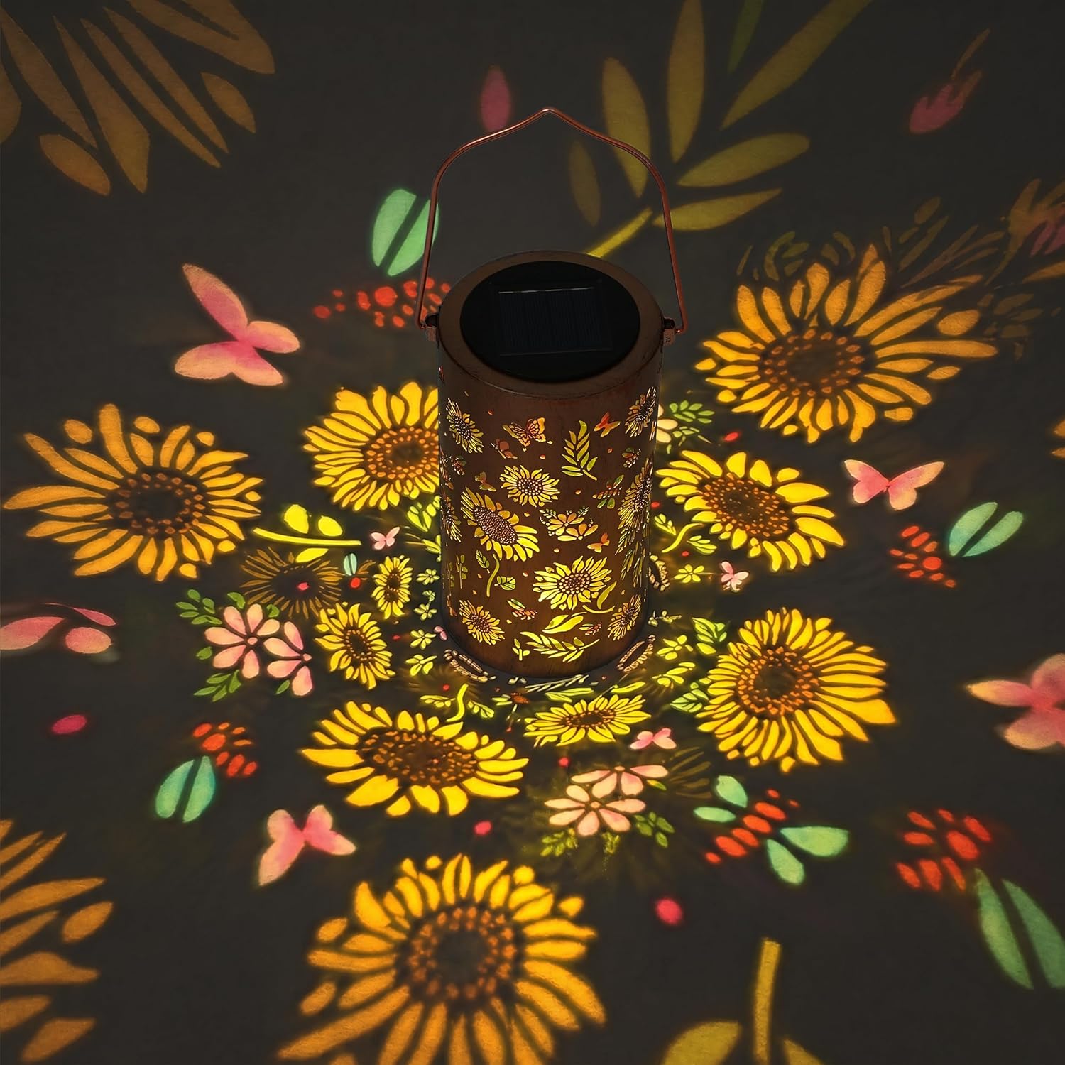 Colorful Solar Lanterns Outdoor Waterproof, Sunflower Birthday Gifts for Women Mom Grandma, Garden Hanging Solar Lantern Lights for Patio