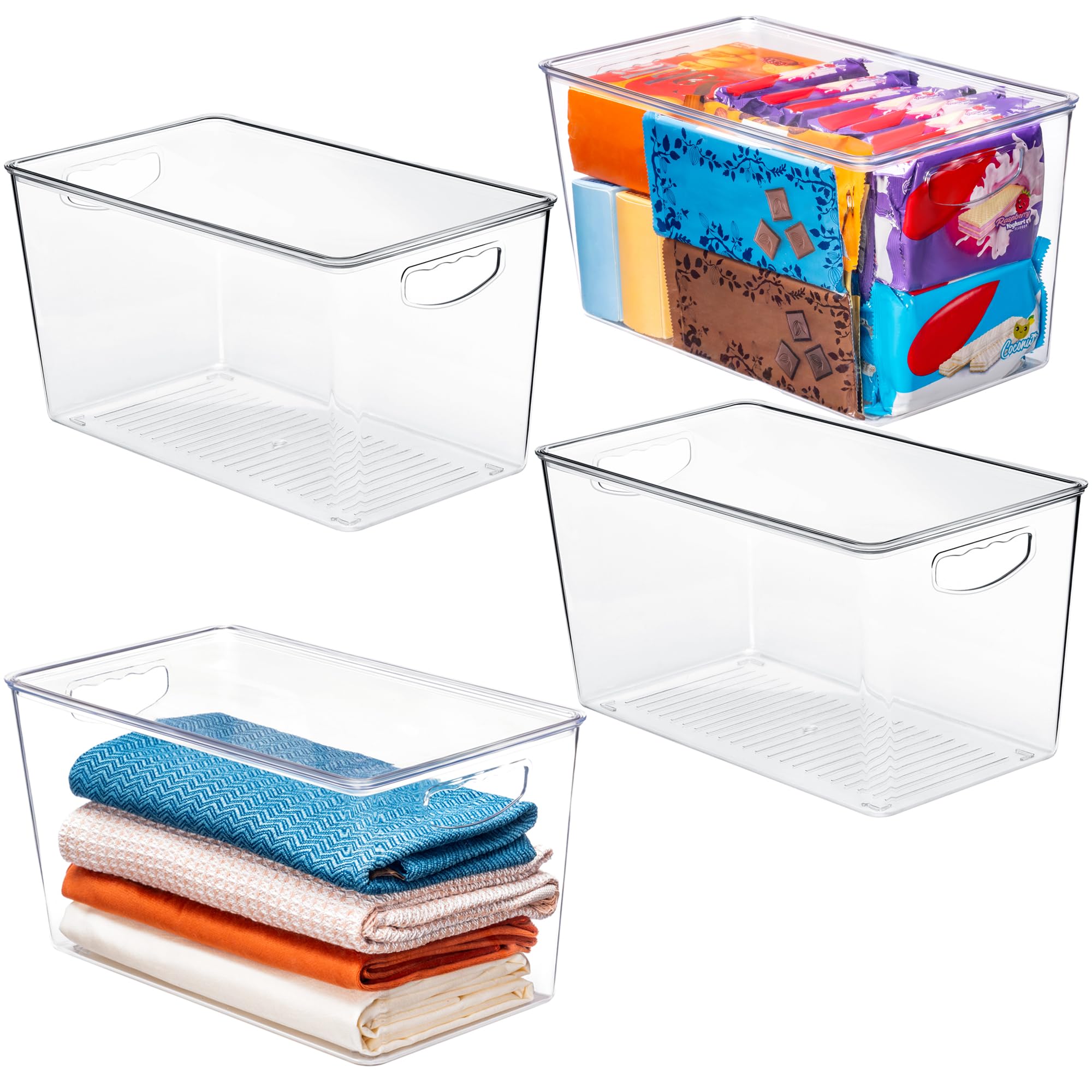 theaoo Clear Storage Bins with Lids Stackable - XLarge Plastic Containers for Pantry Organization and Storage - Perfect for kitchen,Fridge,Laundry