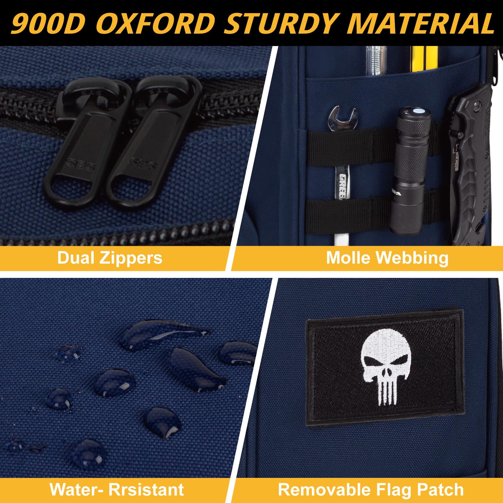 Bolsa de herramientas táctica para hombre – Organizador multiusos resistente al agua con gran apertura y cremallera, caja de herramientas pequeña y duradera para reparaciones, carpinteros y manitas
