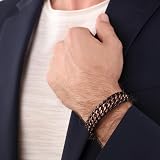 Joop! Bracciale da Uomo in Acciaio inox, 18,5+1,5+1,5 cm, marrone, in confezione regalo, 2038038 - 2