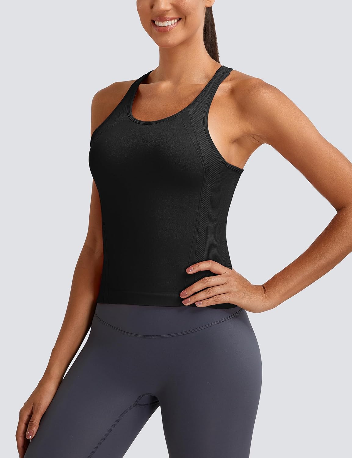 MathCat Workout Tank Tops for Women Seamless Racerback Shirts with Built in Bra Gym Running Athletic Yoga Tops - Image 3