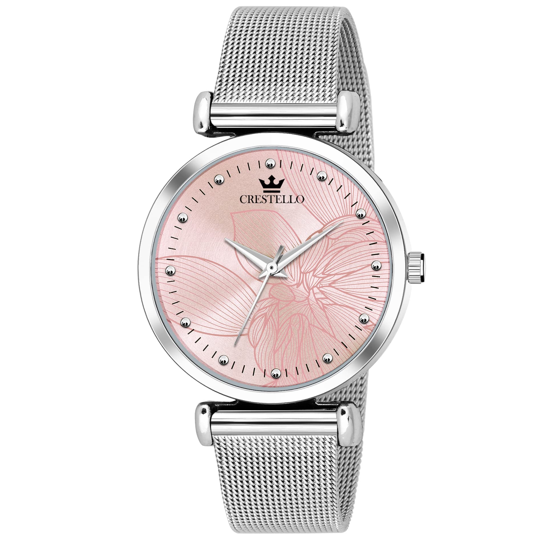 CRESTELLO Stainless Steel Chain Analog Wrist Watch for Women (Pink Dial) | CR-CK134-PNK-CH (B0C2VKKYGL) Amazon Price History, Amazon Price Tracker