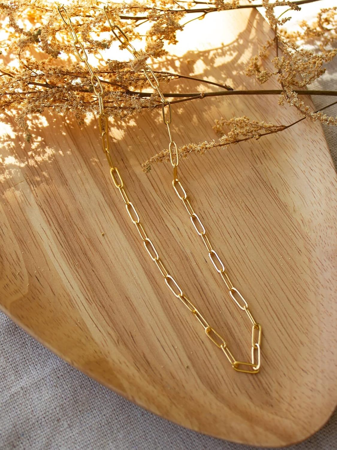 NUZON Fashion Cuban Link Chain Necklace and Gold Paperclip Chain Necklace Set