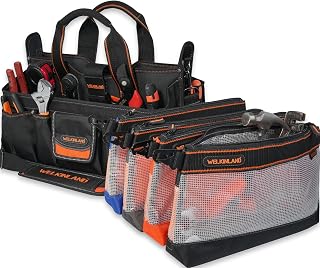 WELKINLAND 19-POCKETS Tool tote & Clear 4PCS Tool pouches