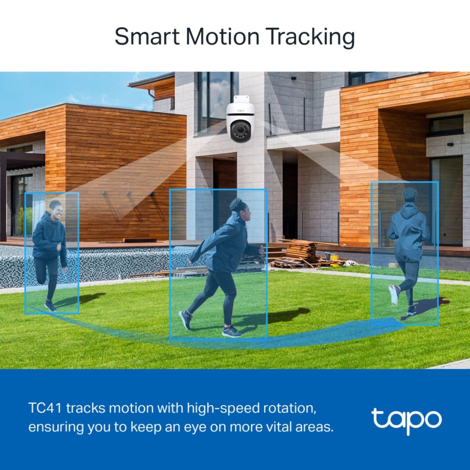 Tapo TC41 - Cámara de Seguridad para Exteriores panorámica/inclinación 2K, cámara WiFi, detección Inteligente de Personas de 360°, Seguimiento de Movimiento, visión Nocturna a Todo Color, sin Tarifa