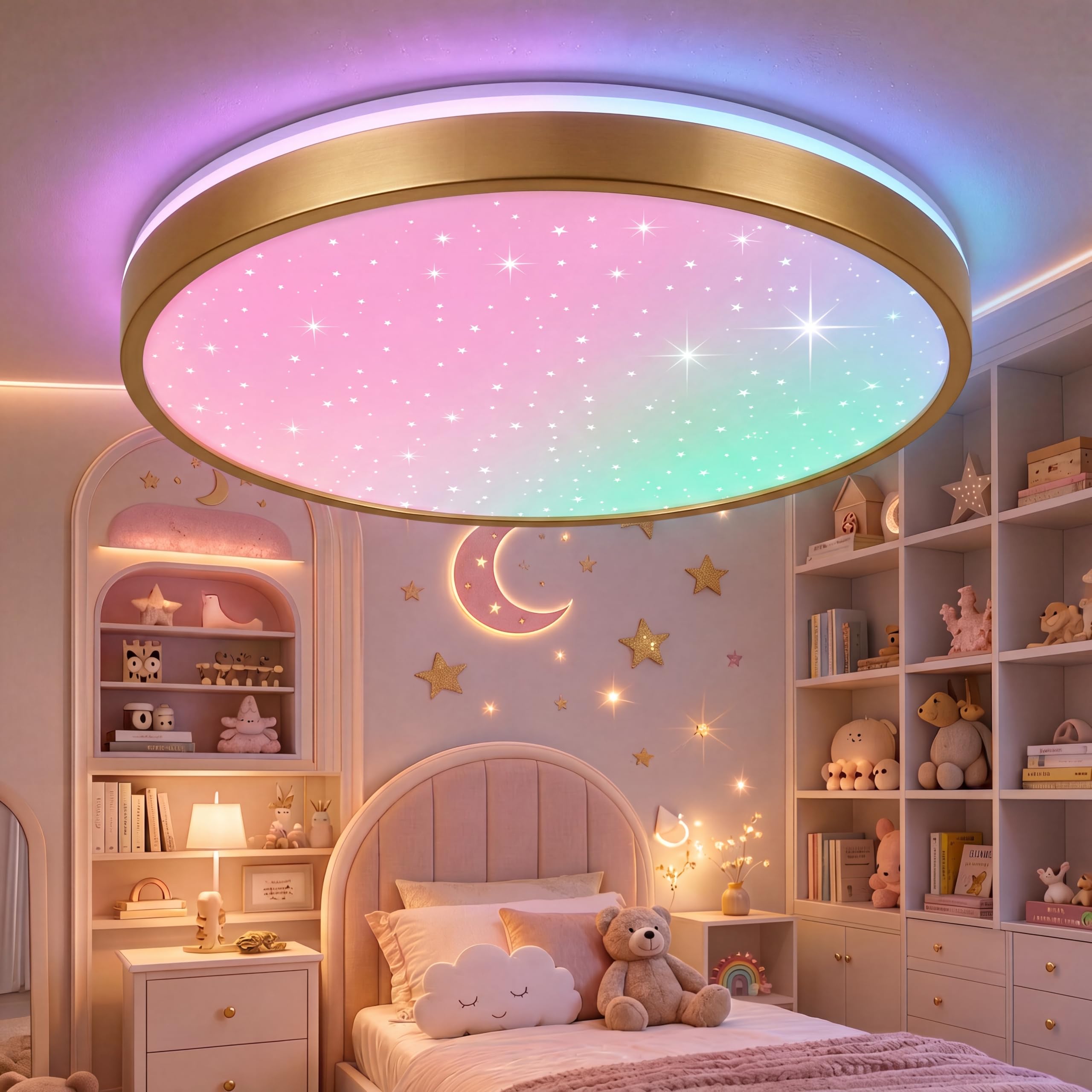 Horevo 24W RGB LED Music Ceiling Light with Bluetooth Speaker, Dimmable