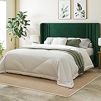 Allewie Queen Velvet Platform Bed Frame with Tufted Wingback Headboard, 8" Underbed Storage, No Box Spring, Easy Assembly - Green