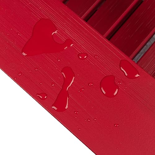 Miniatura 7 de Shine Company Silla Adirondack de madera moderna Mid-Century para patio al aire libre, respaldo y asiento premontado, rojo chile