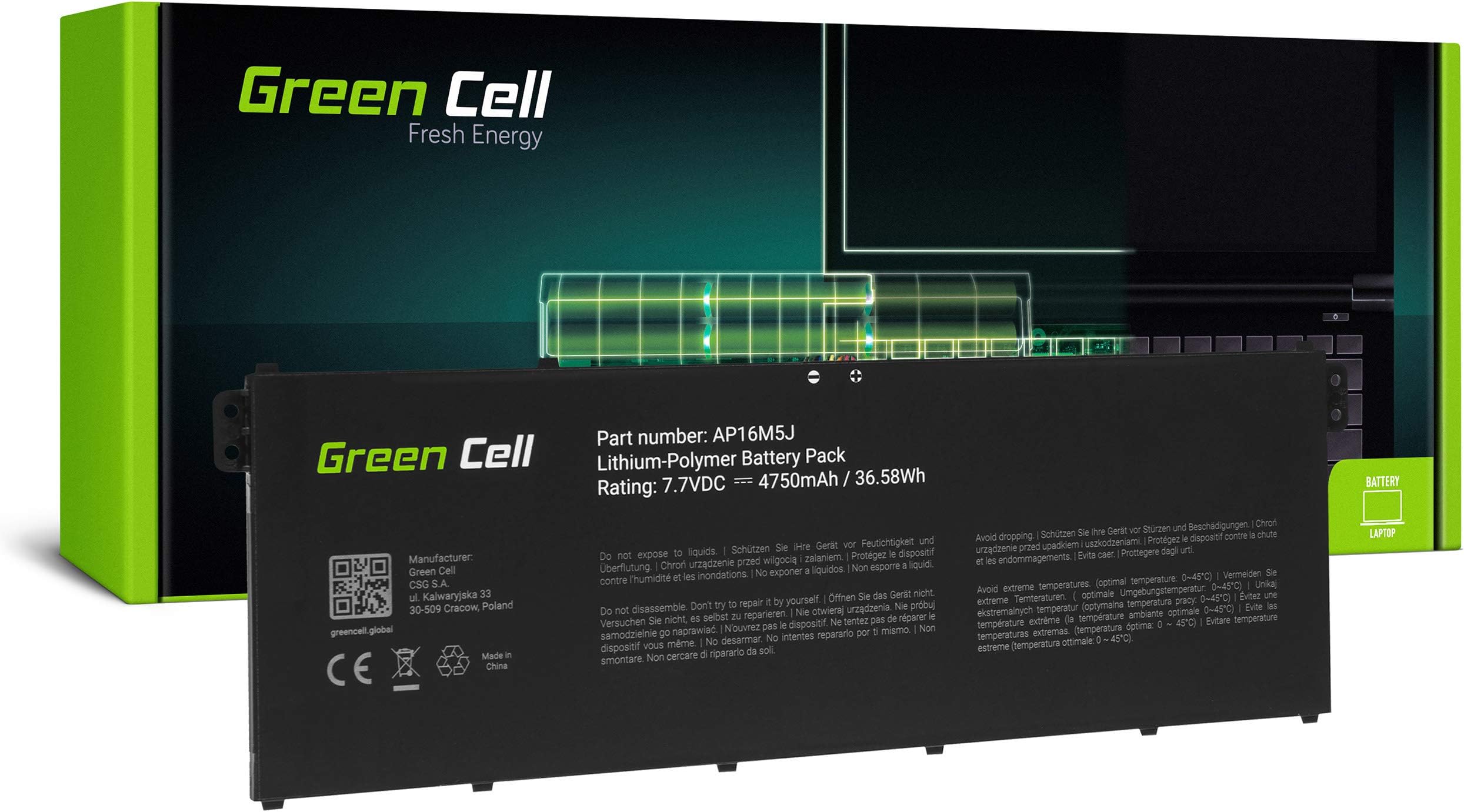 Green Cell Battery for Acer Aspire 3 A315-41G-R9KF A315-41G-R9LB A315-41G-R9PA A315-41G-R9RP A315-41G-R9S0 A315-41G-R9ZE A315-42 A315-42-R0CN A315-42-R0FB Laptop (4750mAh 7.7V Black)