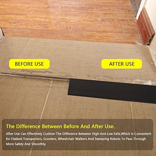 Miniatura 4 de Rampa para silla de ruedas de PVC rígida antideslizante de 35 pulgadas, autoadhesiva, rampas de umbral de puerta para entrada del hogar. Tira de