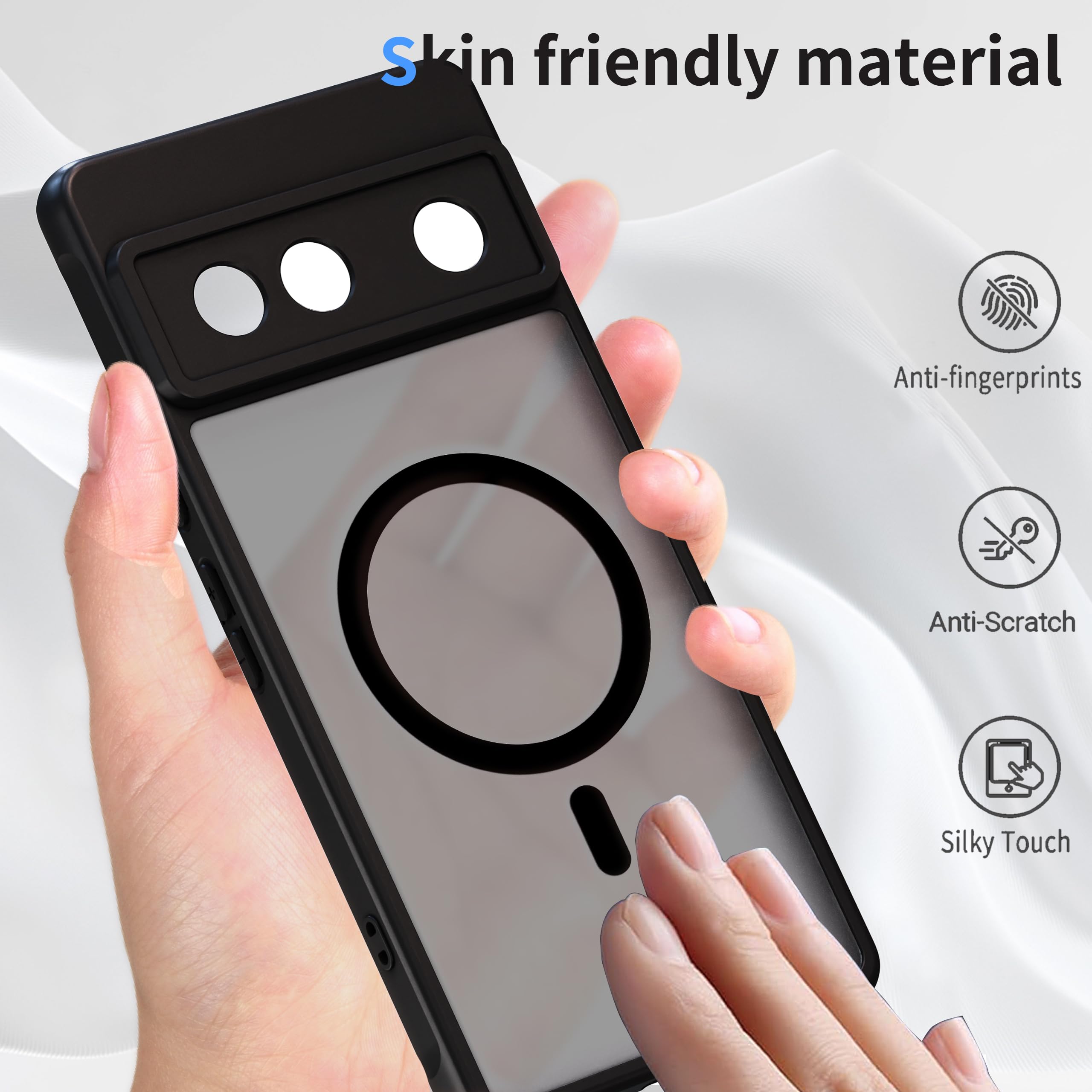 Galful Custodia magnetica per Google Pixel 6A 5G, compatibile con tessuto MagSafe, custodia protettiva opaca in morbido TPU, anti-impronte, antiurto, antigraffio, robusta, per Pixel 6A arancione