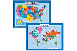 Laminated World and United States Maps for Kids - Enhance Geographical Knowledge and Learning