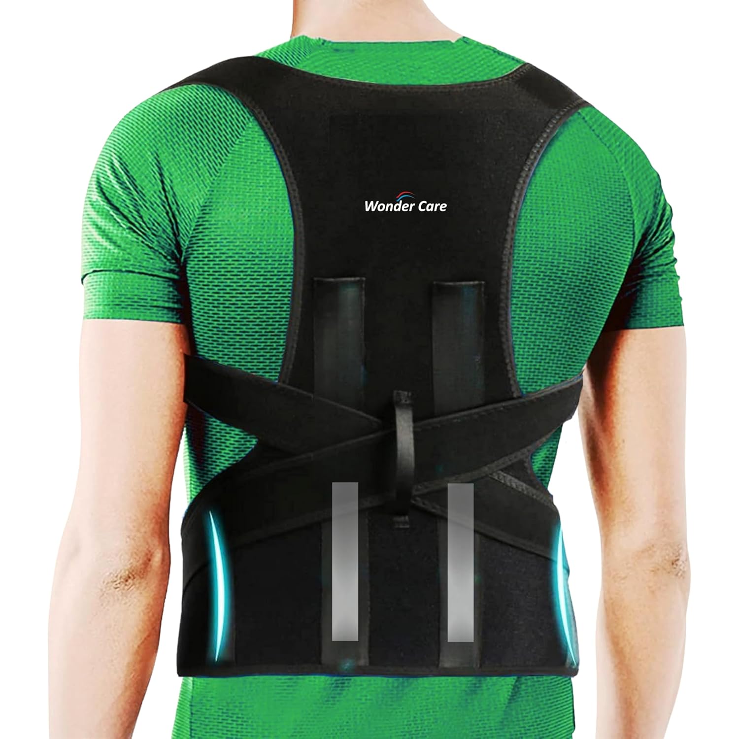 Wonder Care Posture Corrector for Men and Women, Back Support Belt with Metal Inserts, Shoulder Straightener for Upper and Lower Back Pain Relief and Back Alignment (28″-48″)