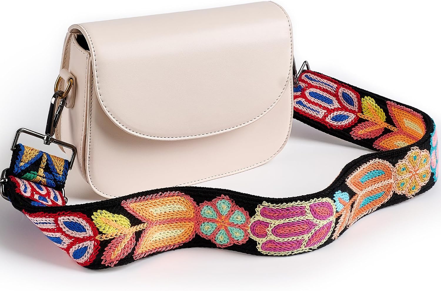 chushui Colorful Embroidered or Crochet Purse Strap, Boho Crossbody Strap image 3