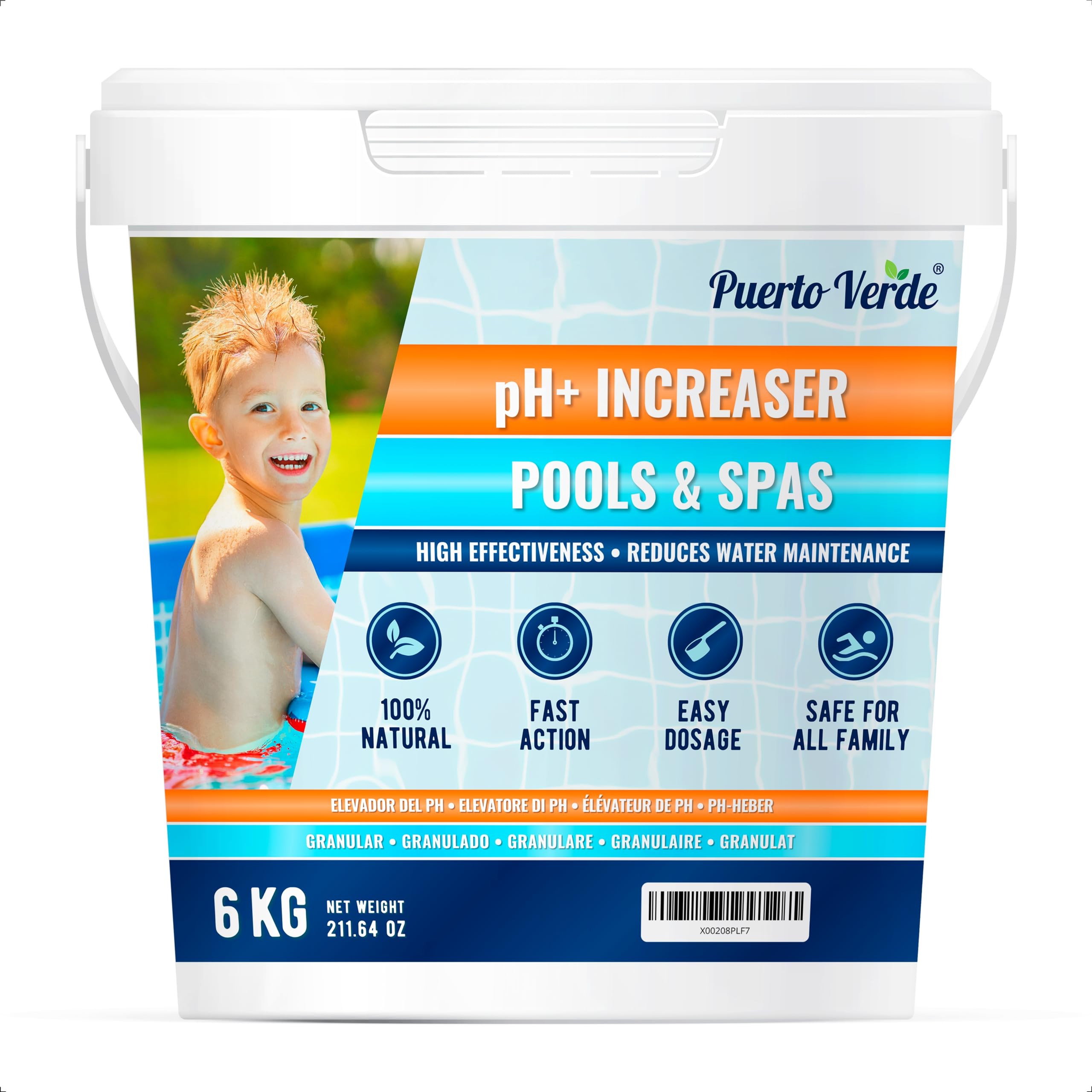 • Elevador pH+ para Piscinas 6 Kg. Corrector de pH Apto para Hidromasajes y Spas. Regulador pH Plus en Formato Polvo. Cacito Dosificador Incluido. Producción Española.