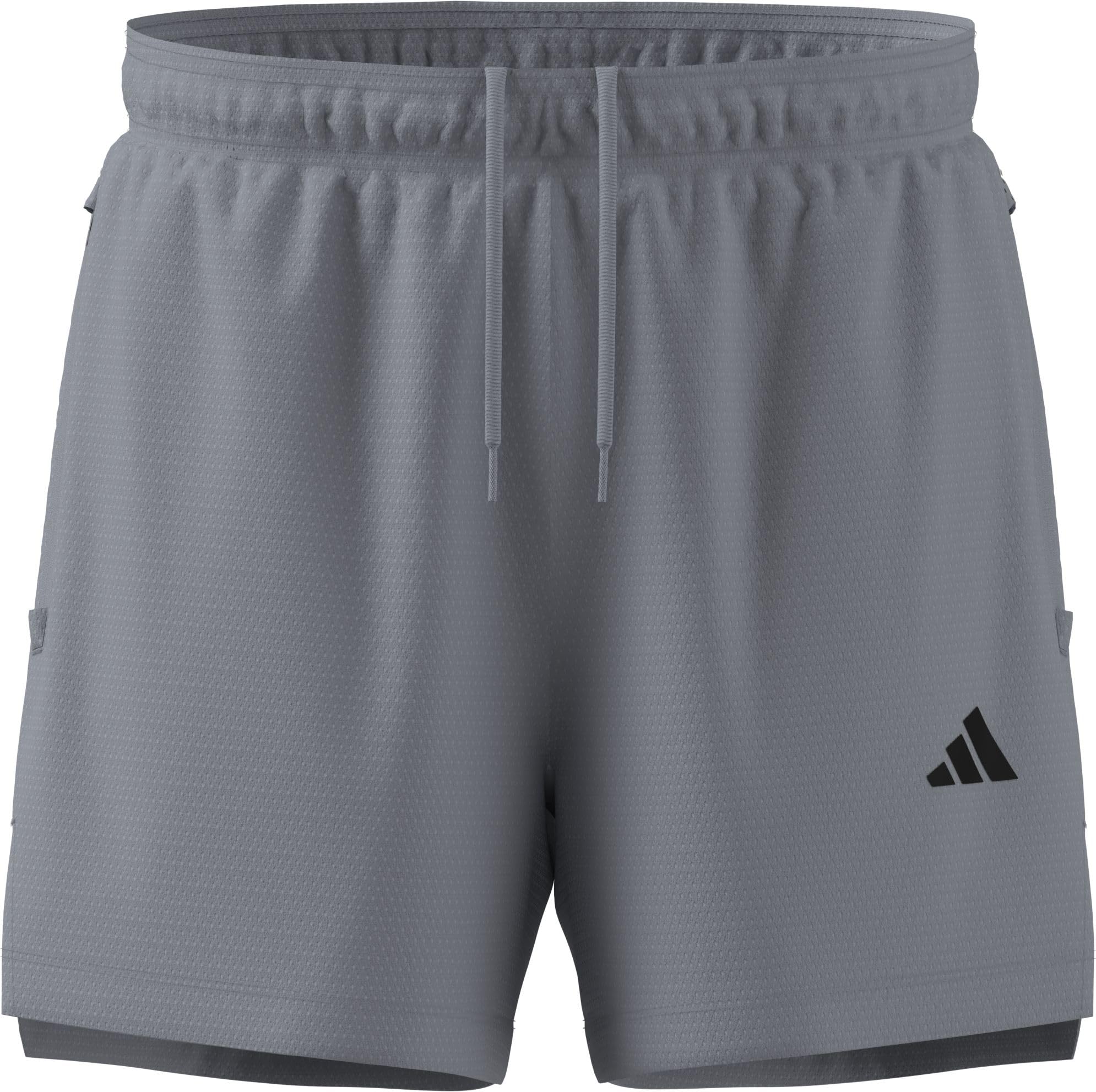 adidas Men's D4T Power Essentials Workout Mesh Shorts, Halo Silver, XL 5 inch