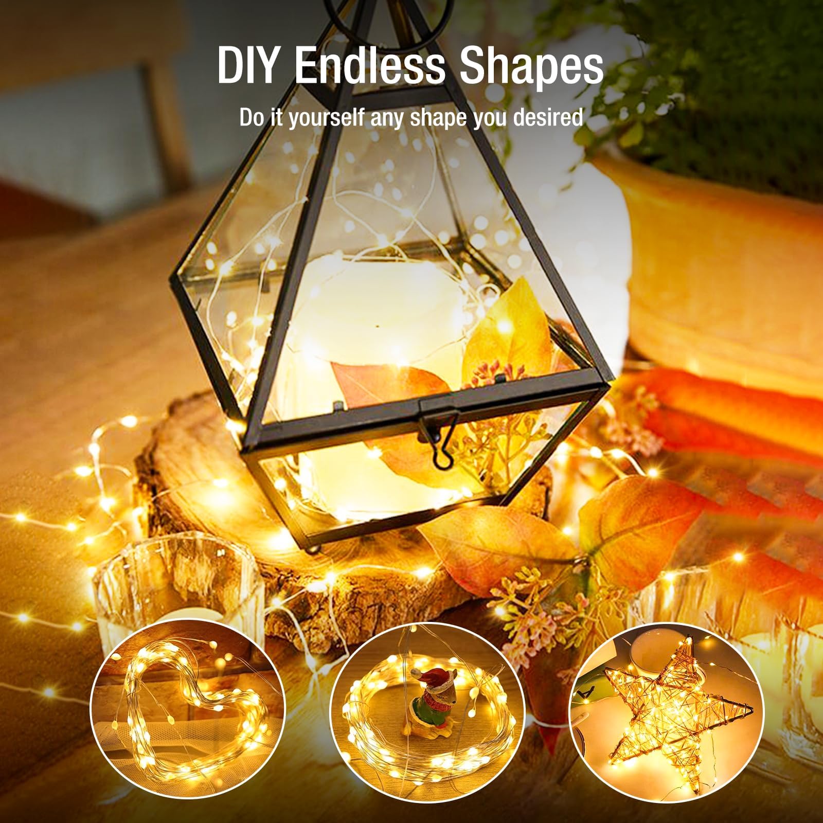 Lichterkette batteriebetrieben – 2,1 m, 20 LEDs, 3 Modi, Mini-Lichterkette, wasserdicht, für Einmachgläser, Vasen, DIY, Party, Hochzeit, Dekoration, Weihnachten, Warmweiß, 12 Stück