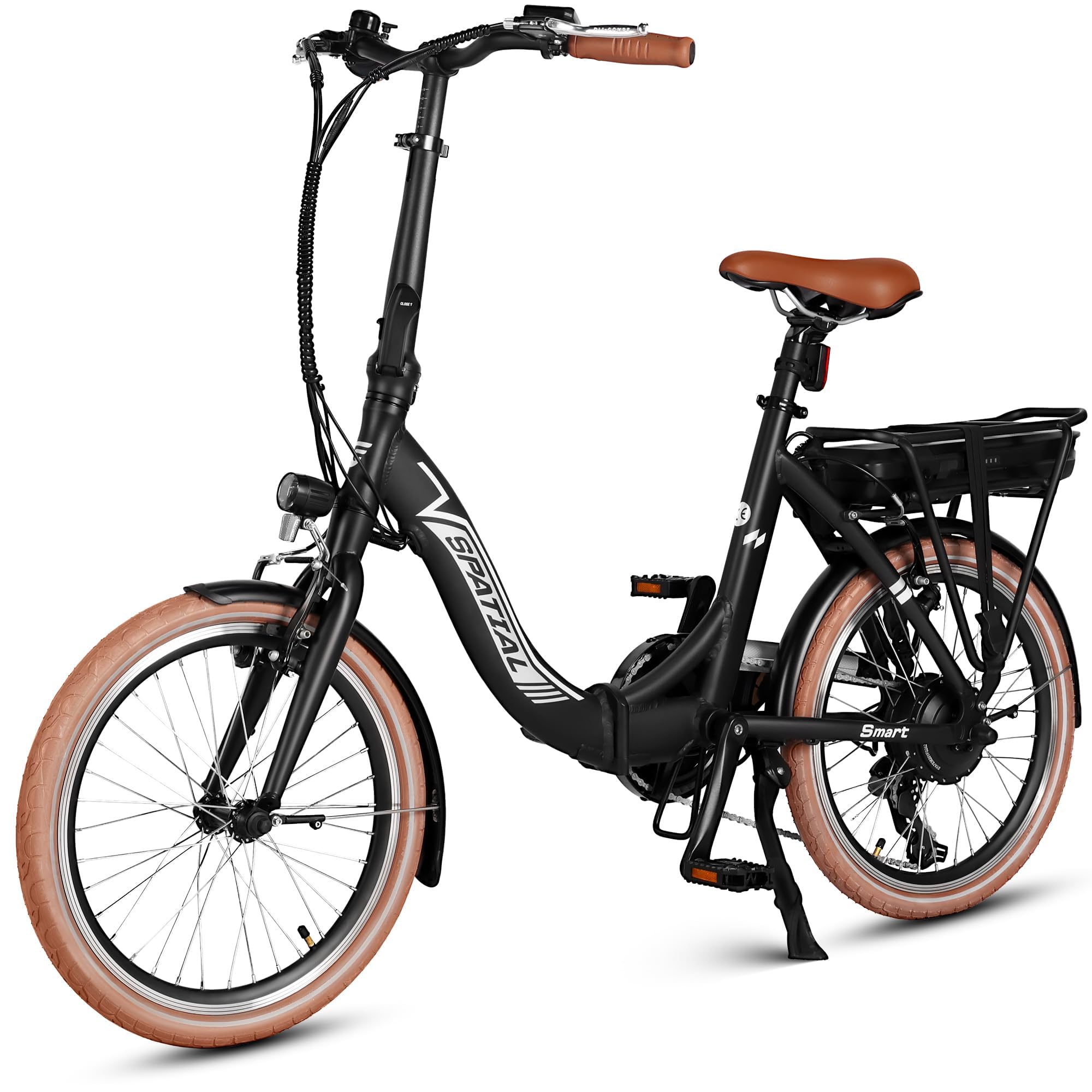 vogue klapprad 20 zoll SPATIAL E Bike Klappard, Elektrofahrrad, 40NM 250W Motor 36V 374.4Wh Batterie, 7 Gang Schaltung LCD Anzeige, Herren Damen City Ebike Sport & Freizeit Color:SMOKE-BLACK-BLACK Ugg Handschuhe aus Leder sz-029