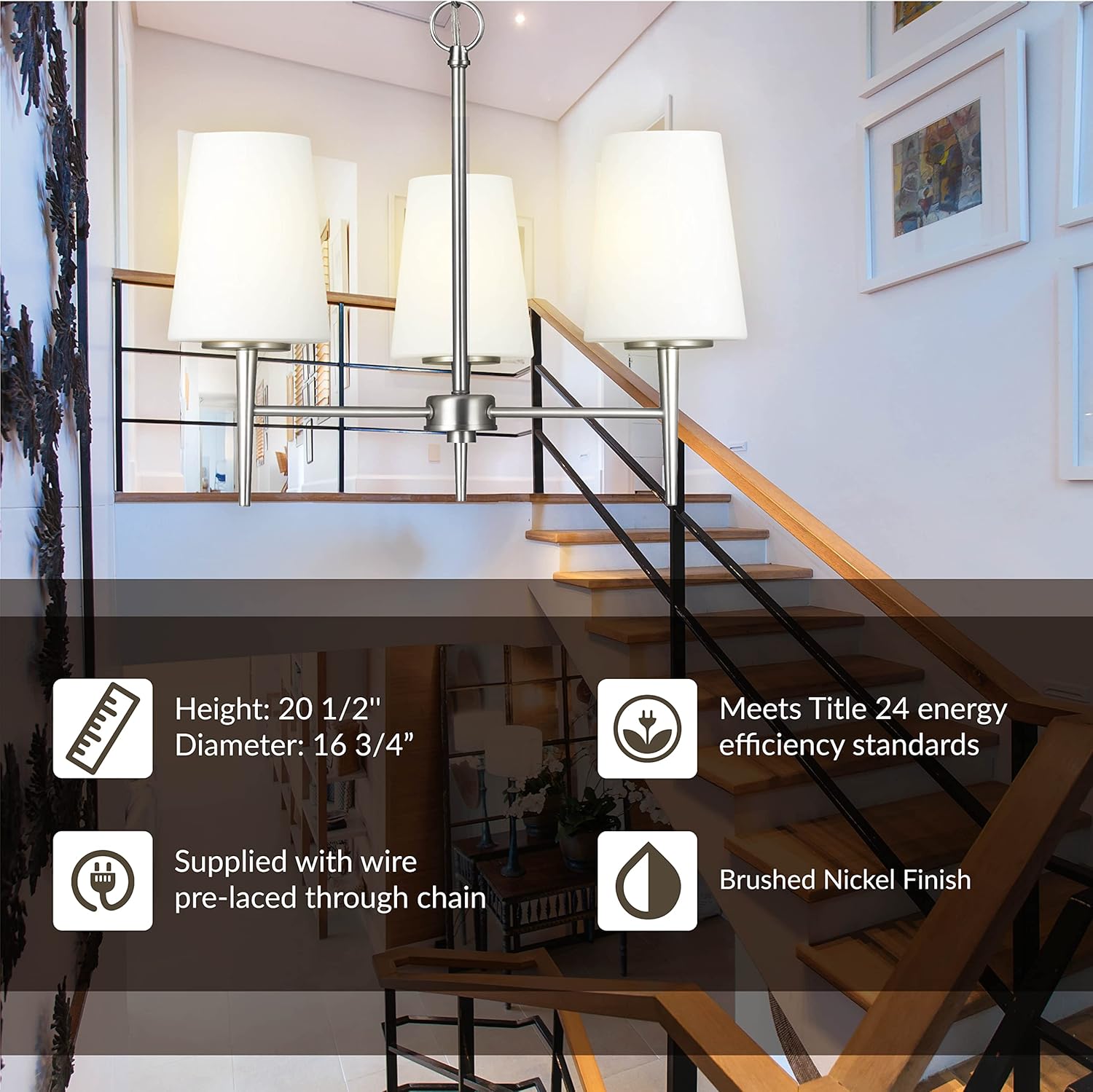 Tесh Dеаlѕ 🔥 Sea Gull Lighting 3140403-962 Driscoll Three Light Chandelier, Brushed Nickel Finish