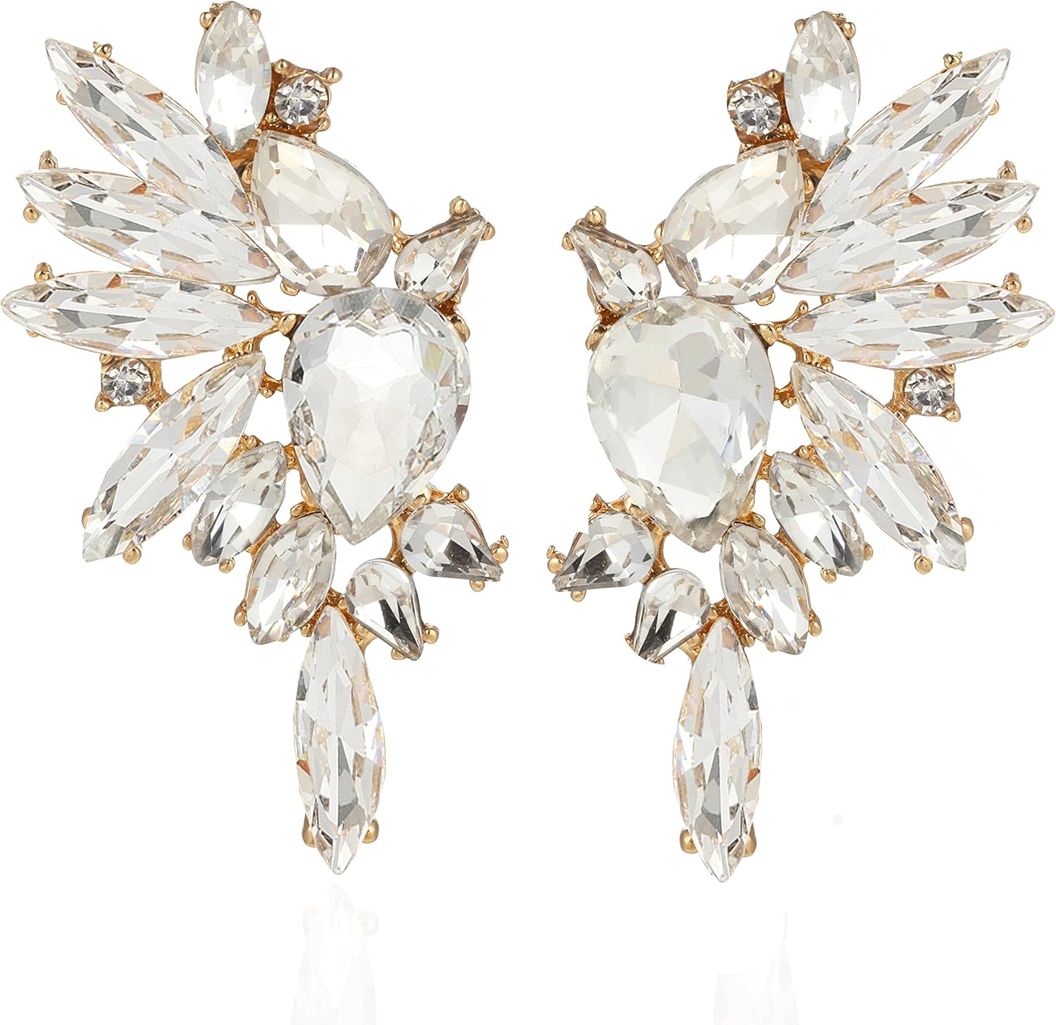 Vintage Rhinestone Statement Earrings for Women Fashion Bling Colorful Crystal Cluster Drop Dangle Earrings