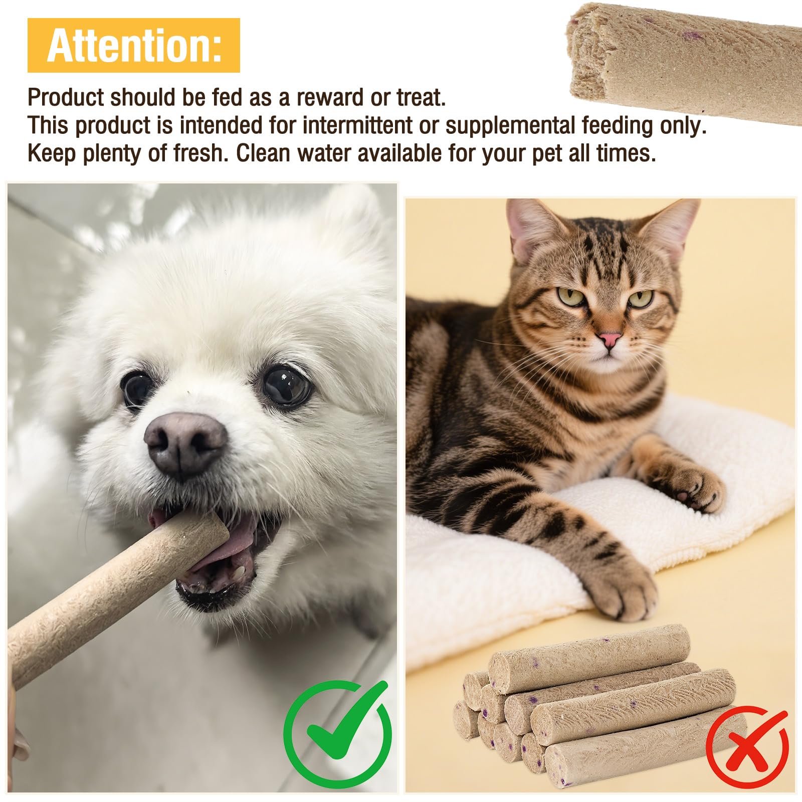 Snack per Gatti Liofilizzati a Bastoncino con Anatra, Trattamento Naturale ad Alto Proteine per Cani e Gatti, Snack per Pulizia Denti, Senza Glutine e Cereali, 36g