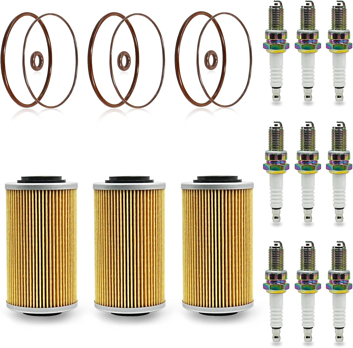 3 PCS Oil Filter Replacement Kit for Sea-Doo GTI GTR GTX RXP RXT X Wake Pro 4TEC/130/150/155/215/230/250/255/260 with O-Ring Spark Plug