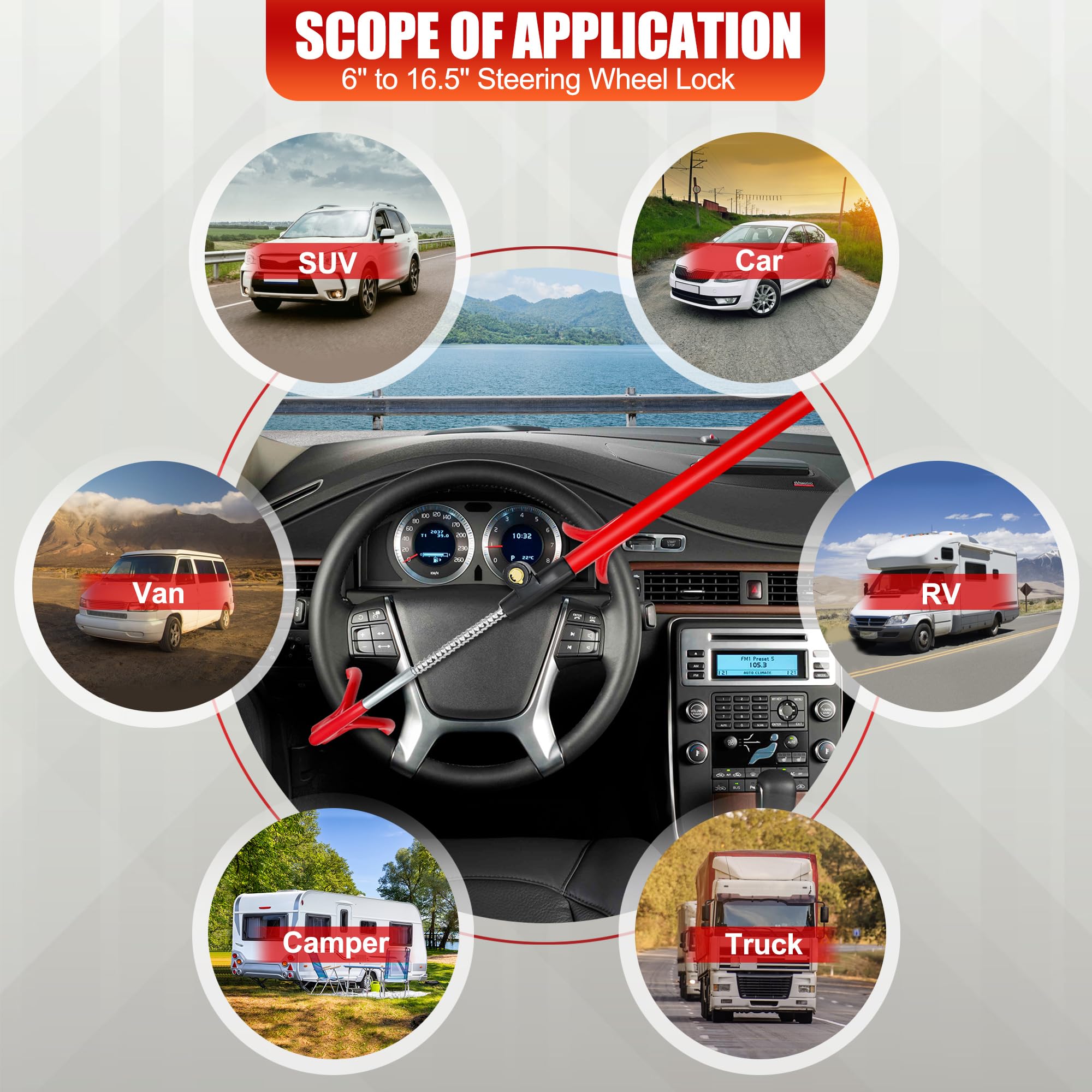 セキュリティ・セーフティ kaaaai Amazon.com: KAIRAY Steering Wheel Lock Heavy-Duty Anti-Theft