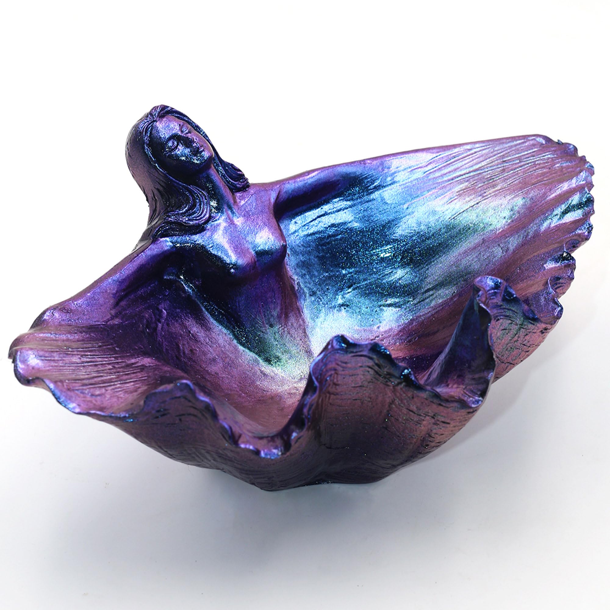 VSPDVO Mermaid Large Seashell Bowl Resin Nautical Clam Shell Bowl Coastal Bathroom Beach Party Wedding Goddess Figurine Gradient Color Resin for Home Decoration