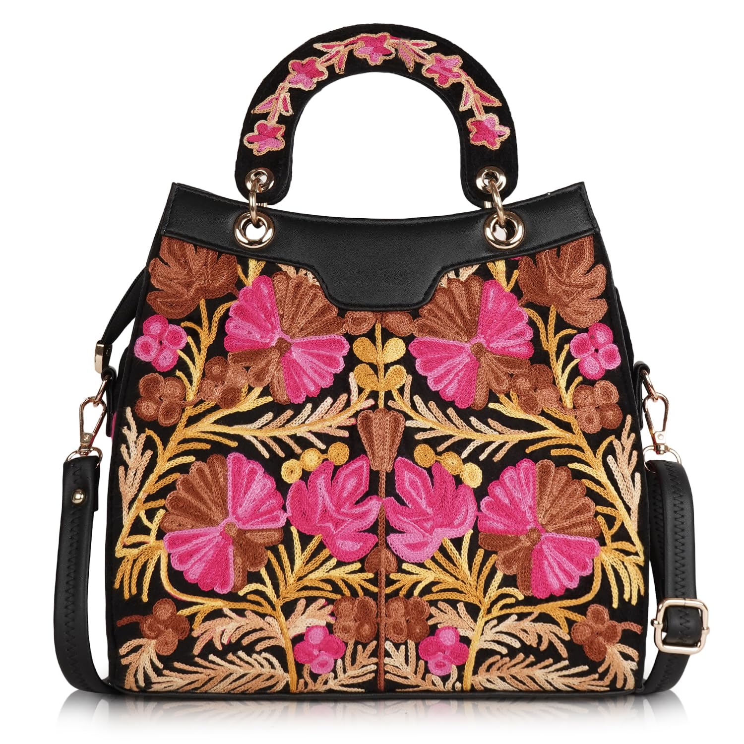 EVEDA Synthetic Leather Gorgeous Embrodeiry Stylish Design Hobo Women Handbag (Black) (B0DFMRF84Y) Amazon Price History, Amazon Price Tracker