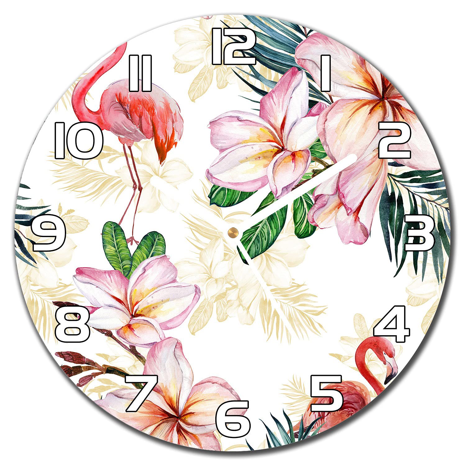 Horloge en Verre 30 cm pour Salon - Décoration Murale Cuisine Flamant