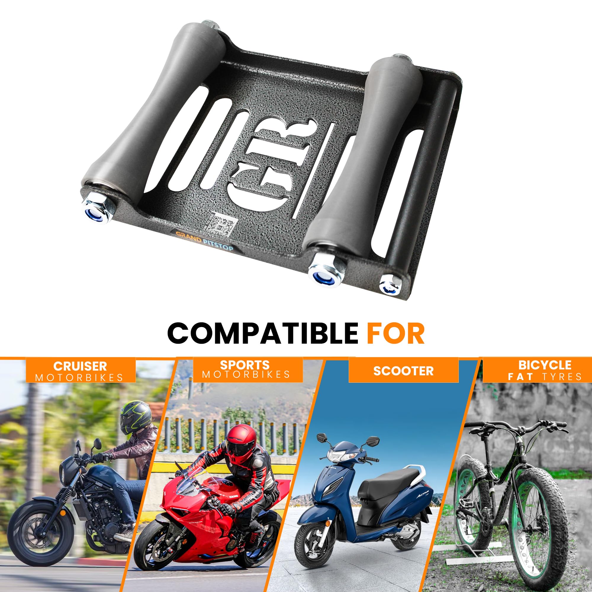 GRAND PITSTOP Soporte de Rodillo para Limpieza de Ruedas de Motocicleta - Repuesto de Soporte de Paddock - Soporte de Rodillo de Rueda con Soporte de Rampa para Limpieza de Neumáticos y Lubricación de