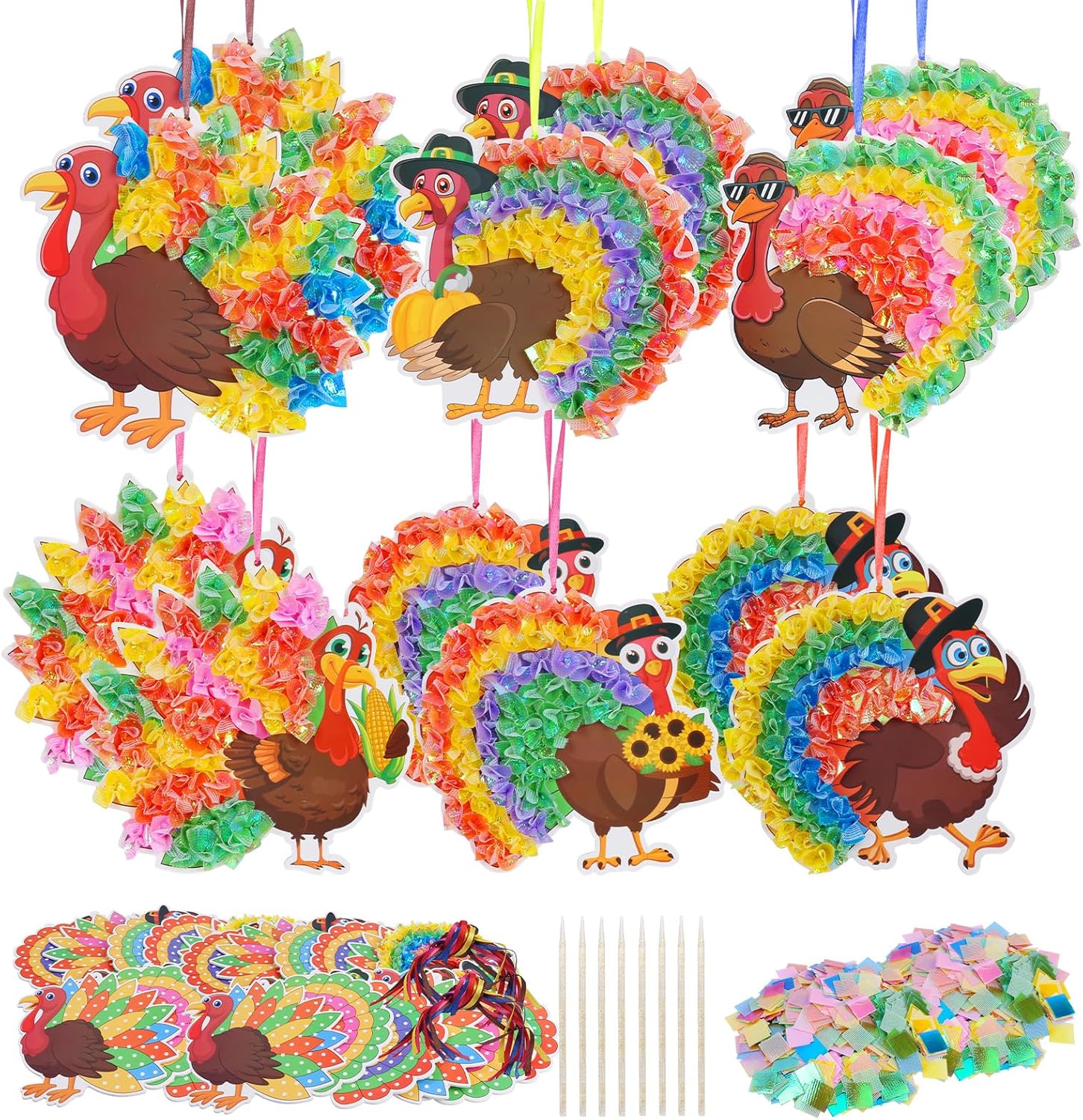 Amazon.com: Fennoral 24 Pack Thanksgiving Turkey Crafts Kit for Kids ...