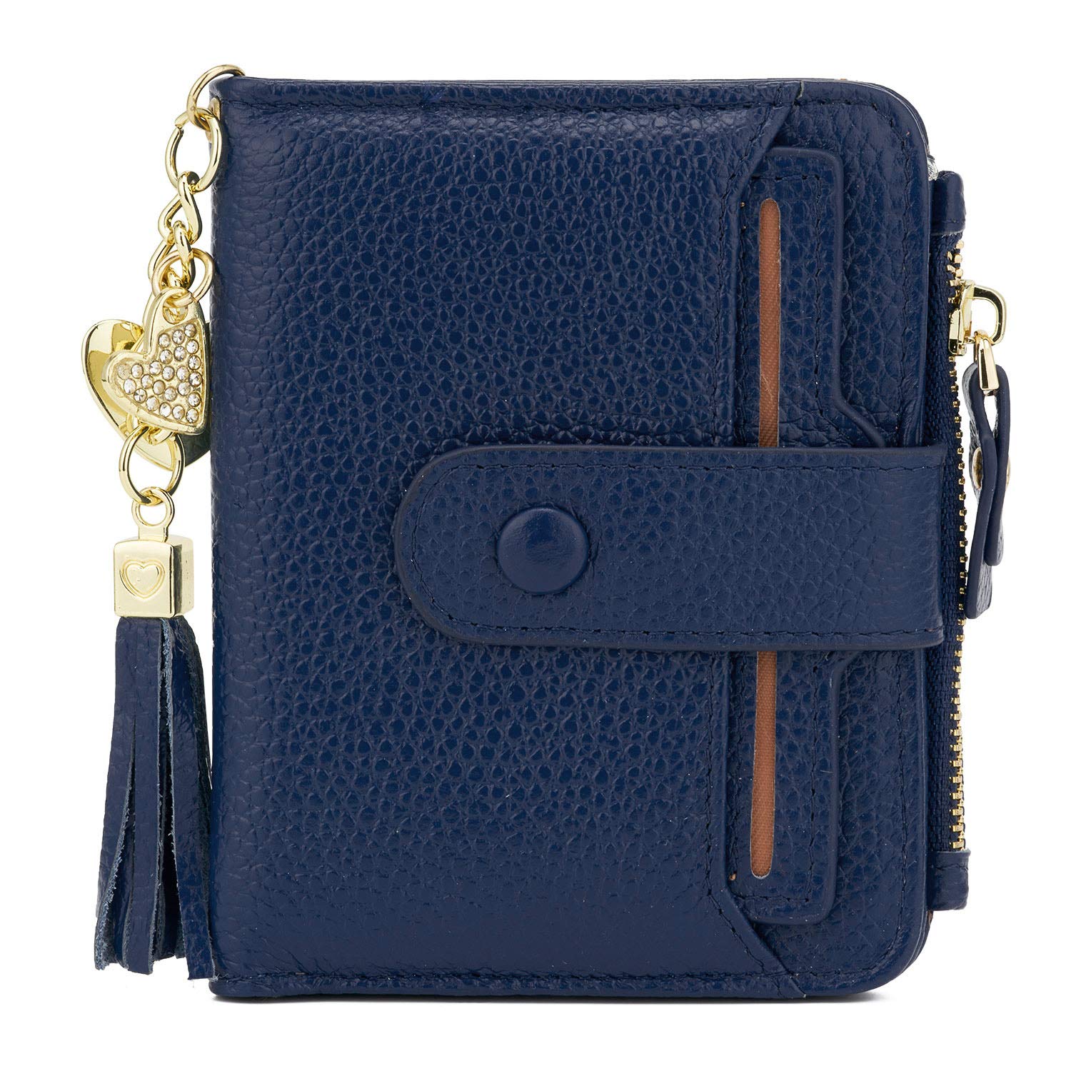 ZOOEASSWomen's RFID Mini Soft Leather Bifold Wallet with ID Window Card Sleeve ladies Coin Purse (Rose red)