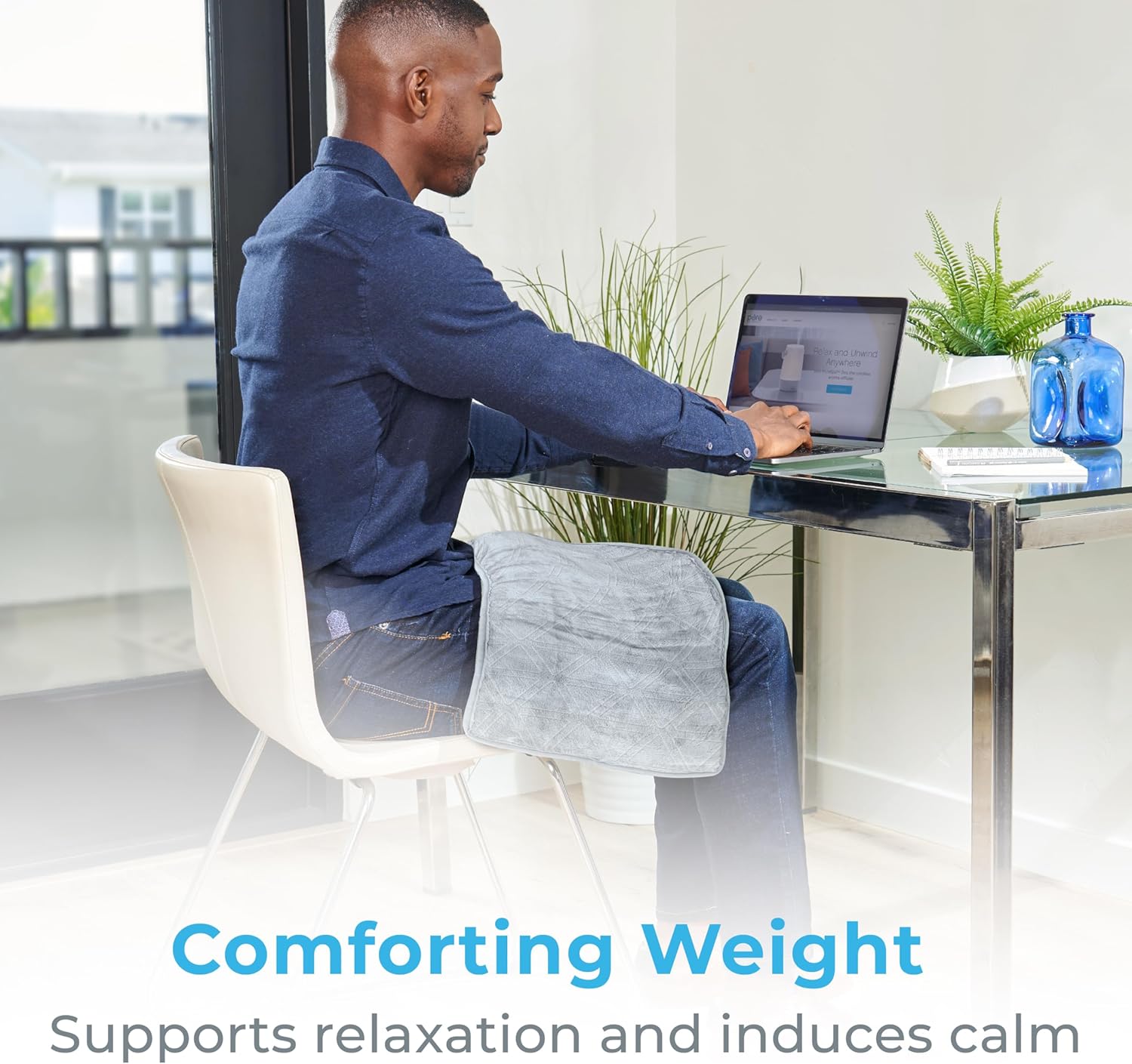Pure Enrichment WeightedWarmth 3-in-1 Heating Pad - 3 InstaHeat™ Settings, 3 Massage Speeds & 4.1 lbs of Weighted Pressure for Menstrual Cramps, Shoulder, Neck & Back Pain - 12” x 24” (Steel Gray)