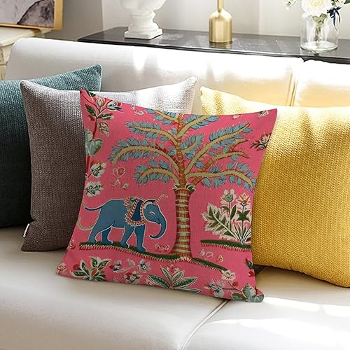 Miniatura 5 de Chinoiserie Goa - Fundas de almohada de elefante primitivo de flora y fauna asiática, funda de almohada colorida, funda de cojín de animales para