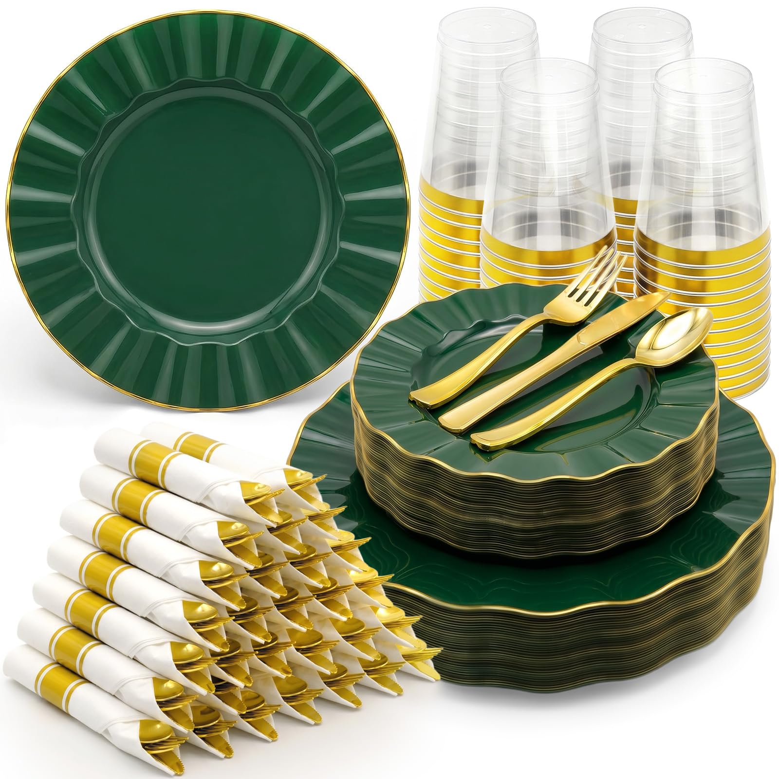 175 PCS Disposable Plates & Cutlery Set - 25 Guests -12