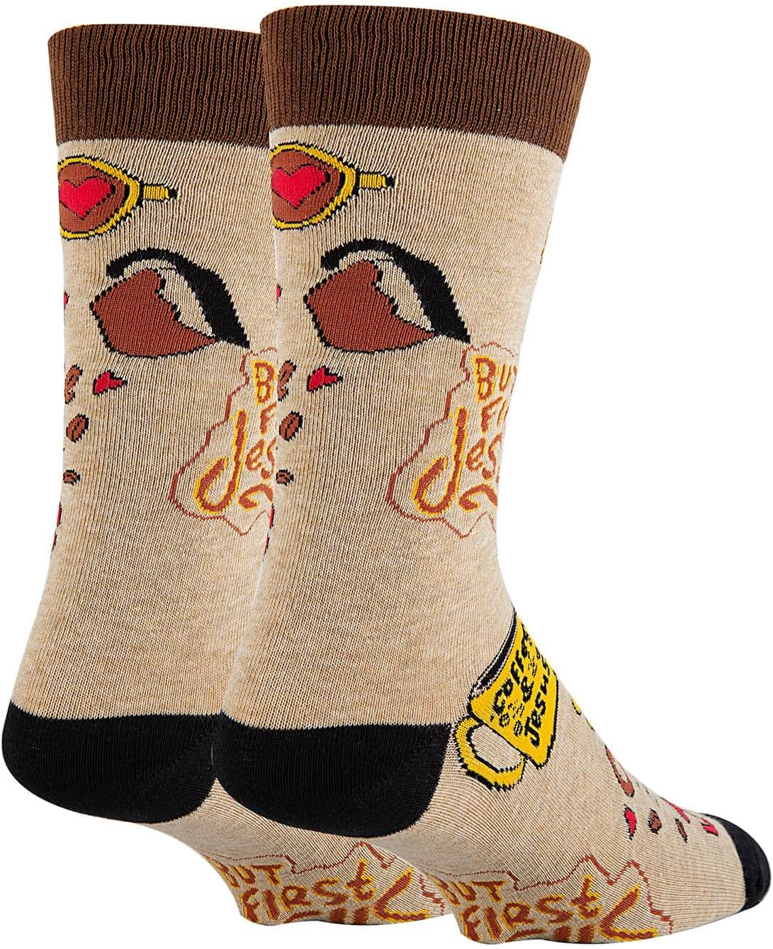 ooohyeah Men’s Novelty Crew Socks, Crazy Funny Cotton Dress Socks Christian Gift, Coffee & Jesus, Size 8-13 - Image 2