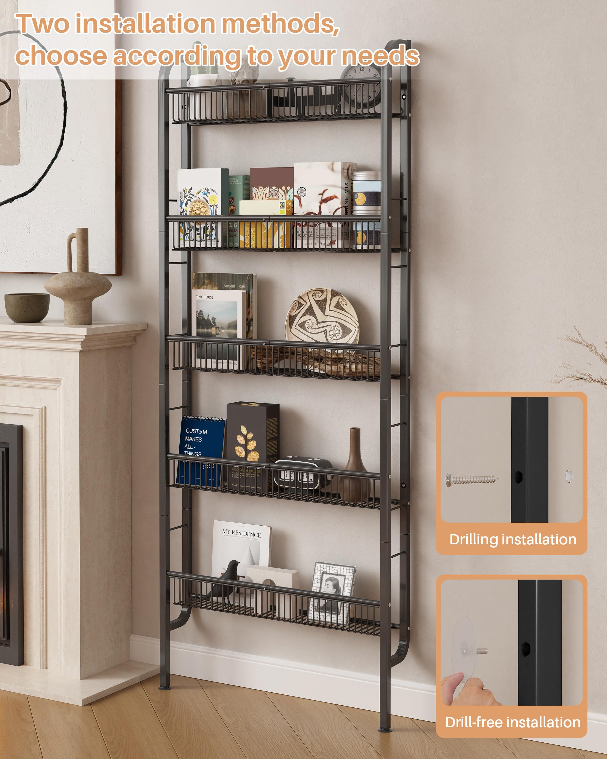 UMDONX Narrow Metal Storage Shelf Behind Door Organiser 5 Tier - Image 4