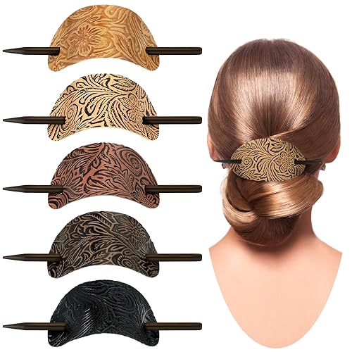 Pinza para el cabello de cuero con palo, pasador de pelo de piel sintética para el cabello con forma ovalada, accesorios para el cabello para