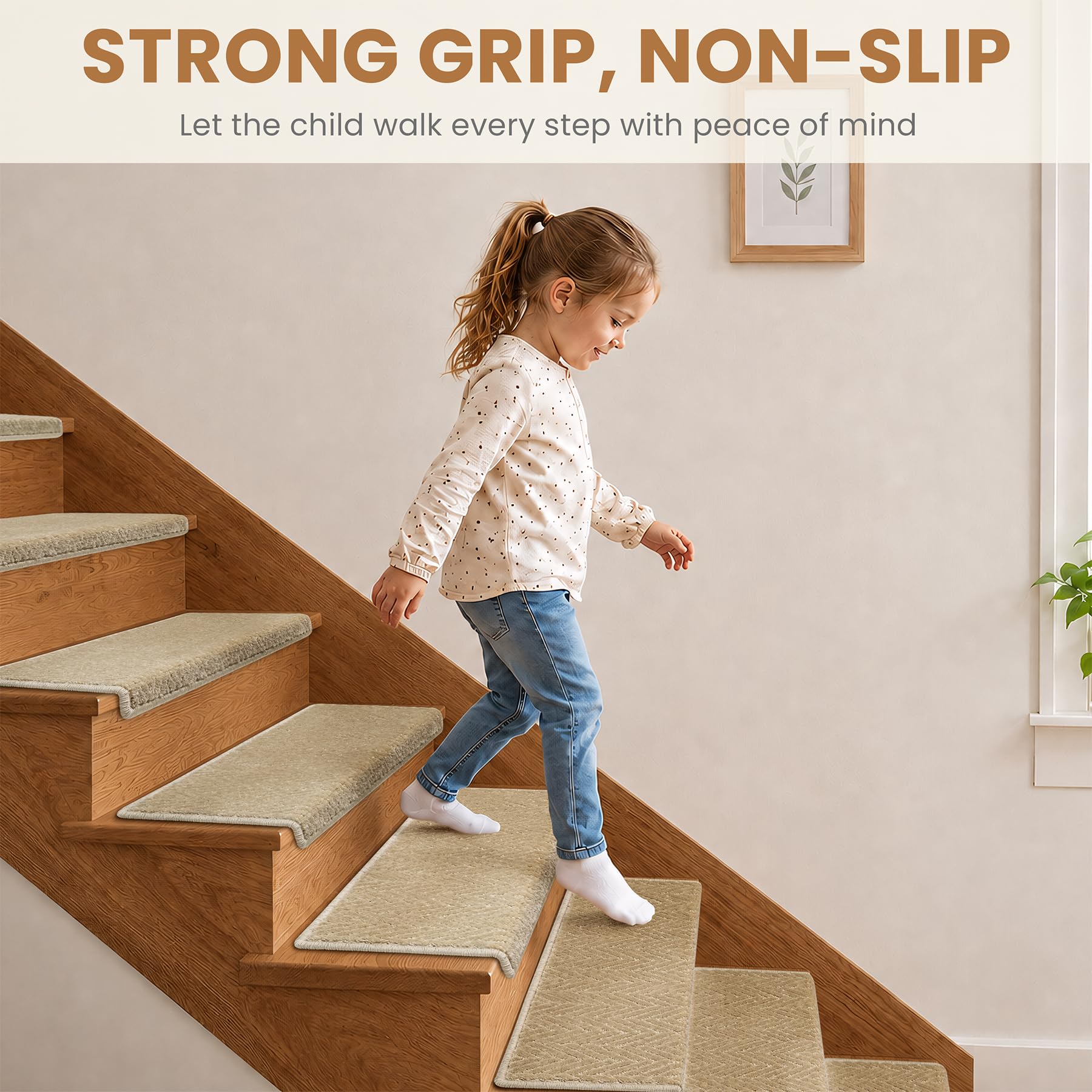 RORA 7 gradini per gradini in legno, antiscivolo, a forma di bullnose
