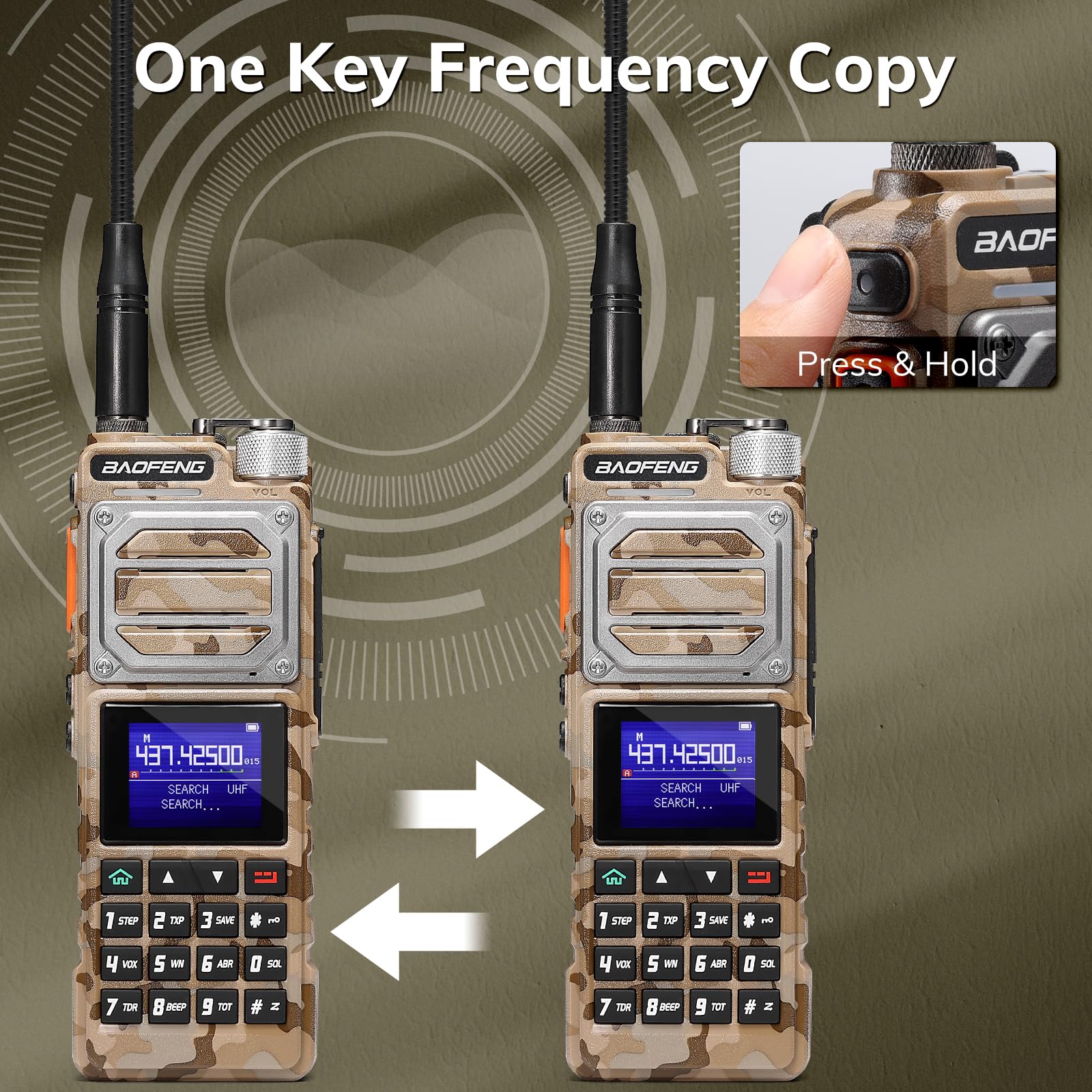 BAOFENG UV-25 Radio Amateur tri-Puissance Portable, Radio Longue portée 10W, récepteur multibande UHF VHF FM Air, Batterie 5200mAh, Charge de Type C, antenne col de Cygne | Batterie 5200 mAh avec type C, récepteur FM Air multibande amateur, antenne col de