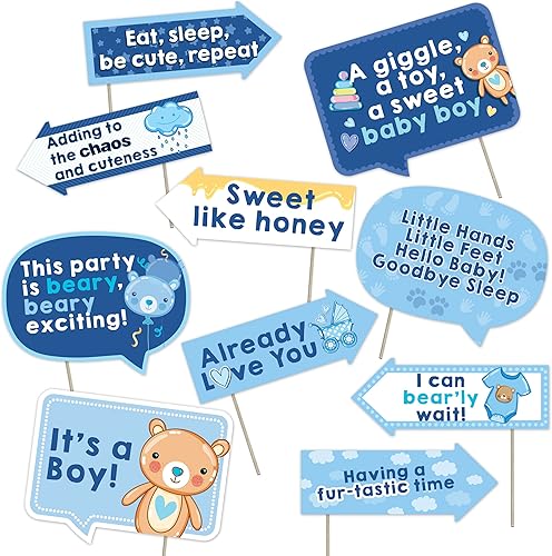 Miniatura 7 de Elefante Blue Boy Baby Shower Photo Booth Props  Suministros de fiesta divertido kit de fotografía de imágenes Hello Little Boy Decoraciones