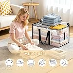 8 Pack Extra Large Heavy Duty Moving Bags,Clear Large Storage Bags with Lids,Moving Boxes with Zippers & Reinforced Handles,Transparent Packing Bags for College Dorm,Traveling,Christmas Decorations