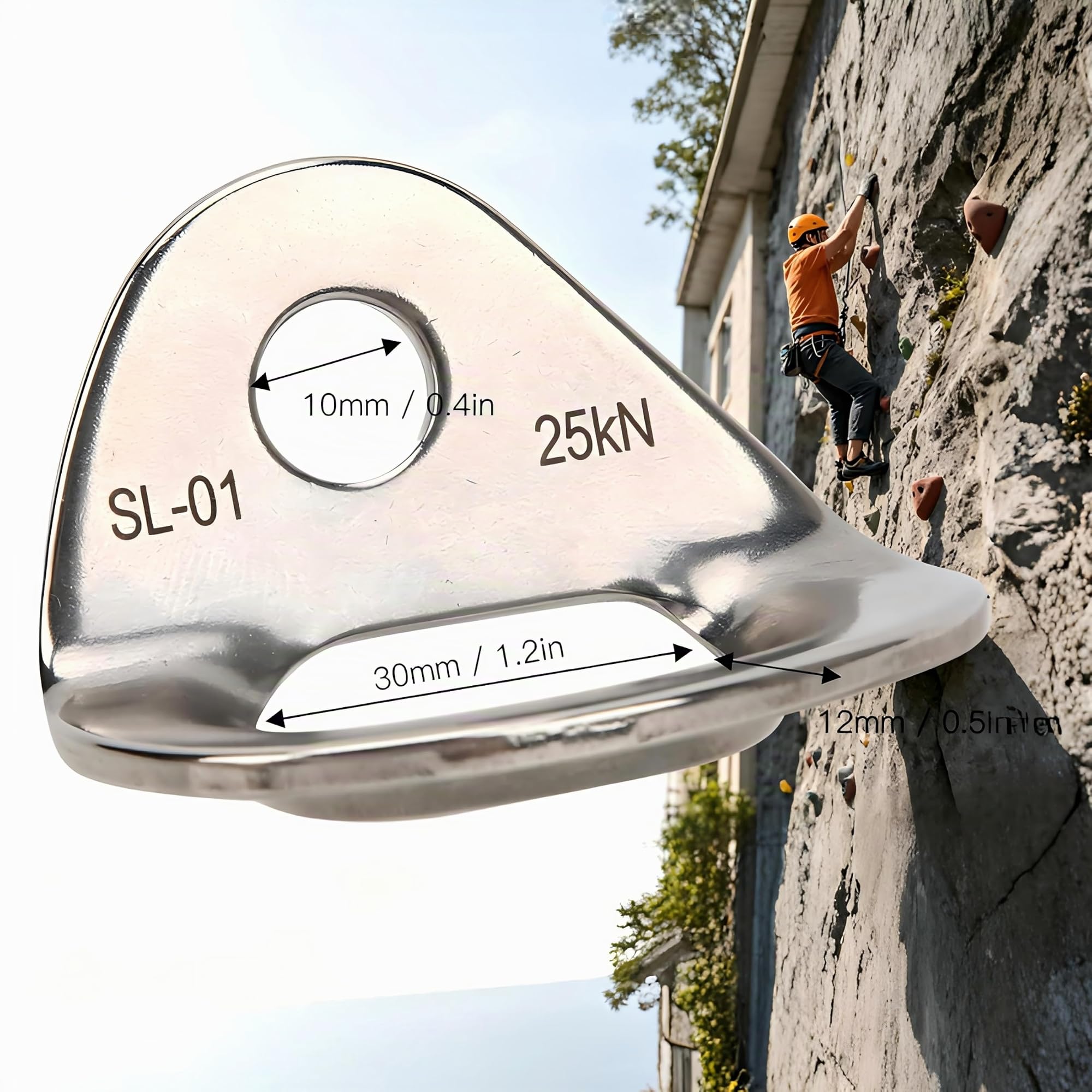 4 pièces Cintres d'escalade 25 KN en Acier Inoxydable, équipement D'aide à l'escalade en Extérieur pour Les Opérations à Haute Altitude, Accessoires d'escalade