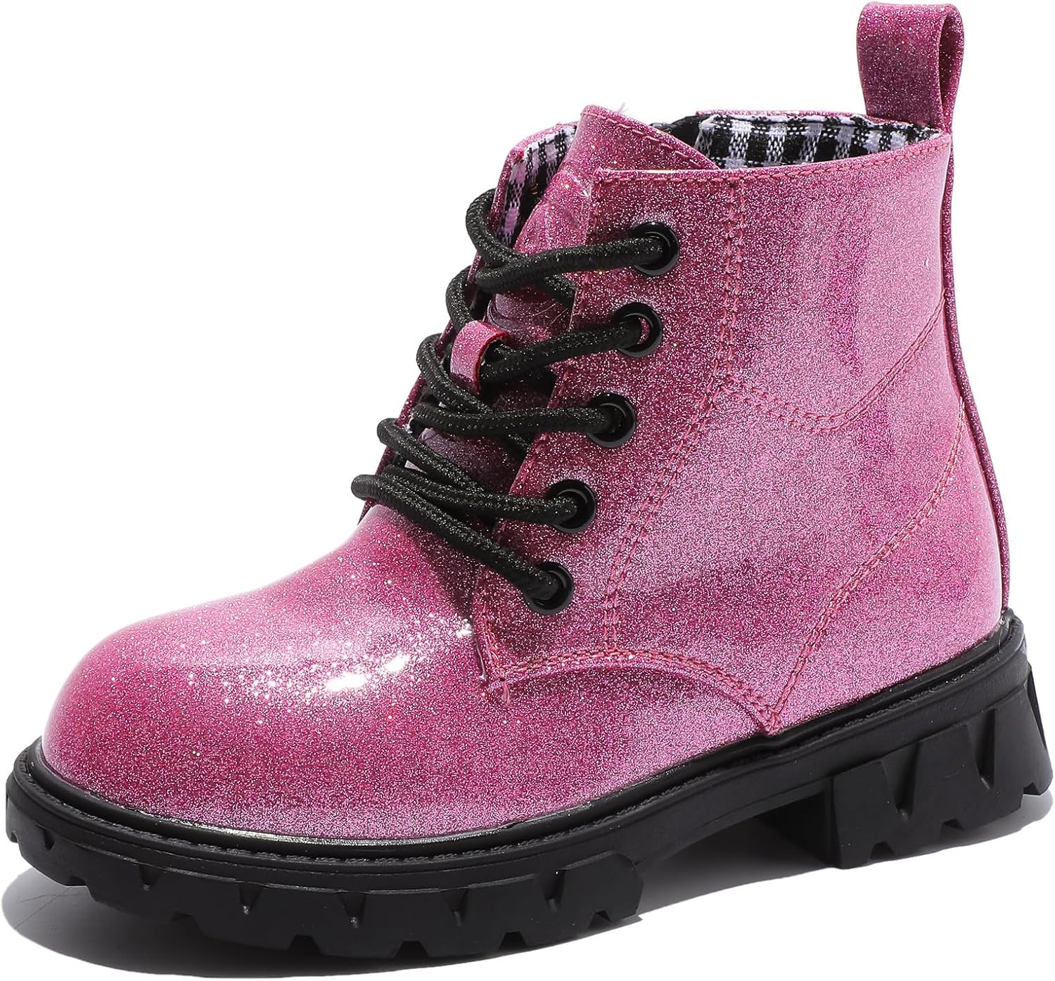 DADAWEN Boys Girls Glitter Ankle Boots Lace Up Waterproof Combat Shoes With Side Zipper for Toddler/Little Kid/Big Kid DADAWEN Boys Girls Glitter Ankle Boots Lace Up Waterproof Combat Shoes With Side Zipper for Toddler/Little Kid/Big Kid