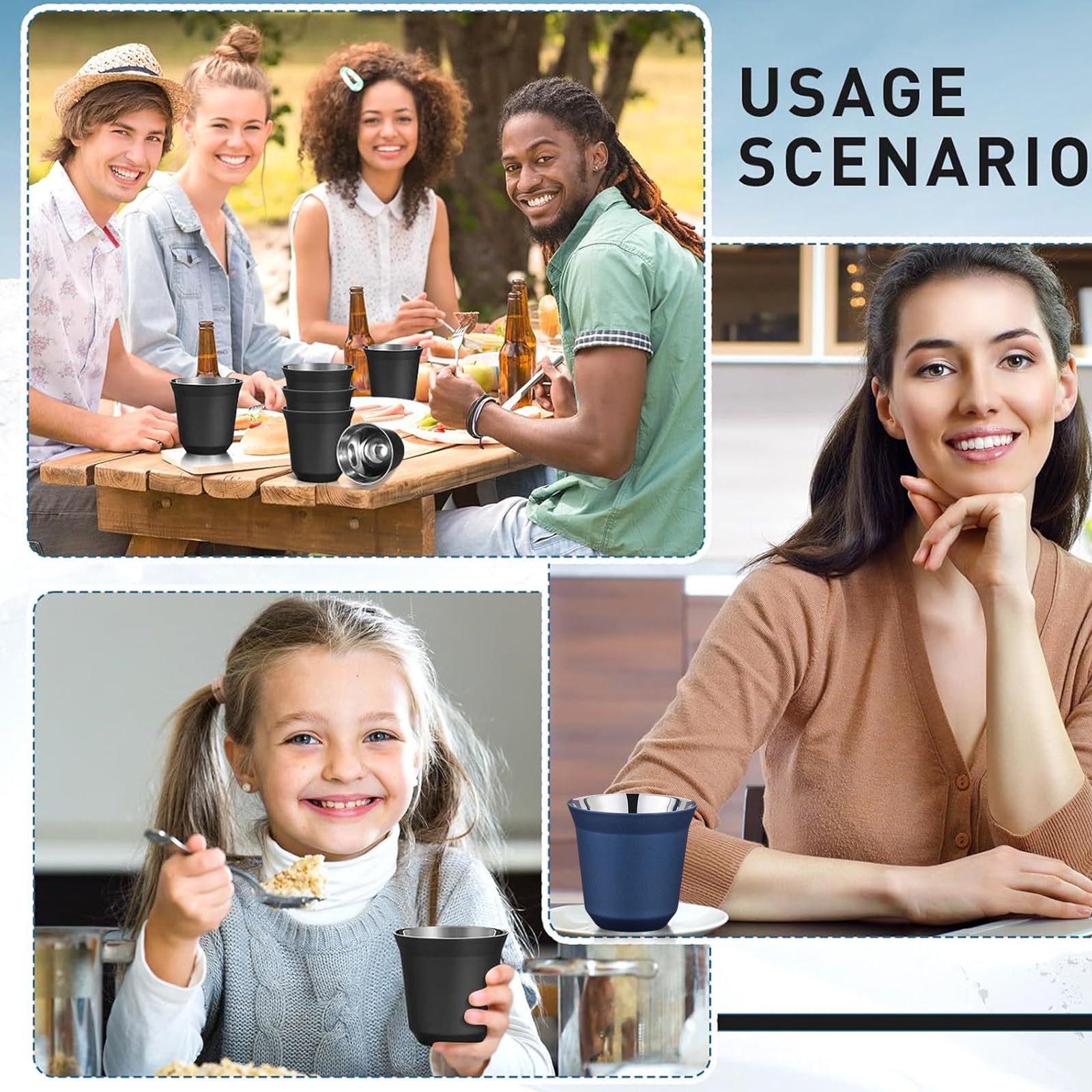 Set De 4 Tasses à Expresso En Acier Inoxydable, Tasse Isolée à Double