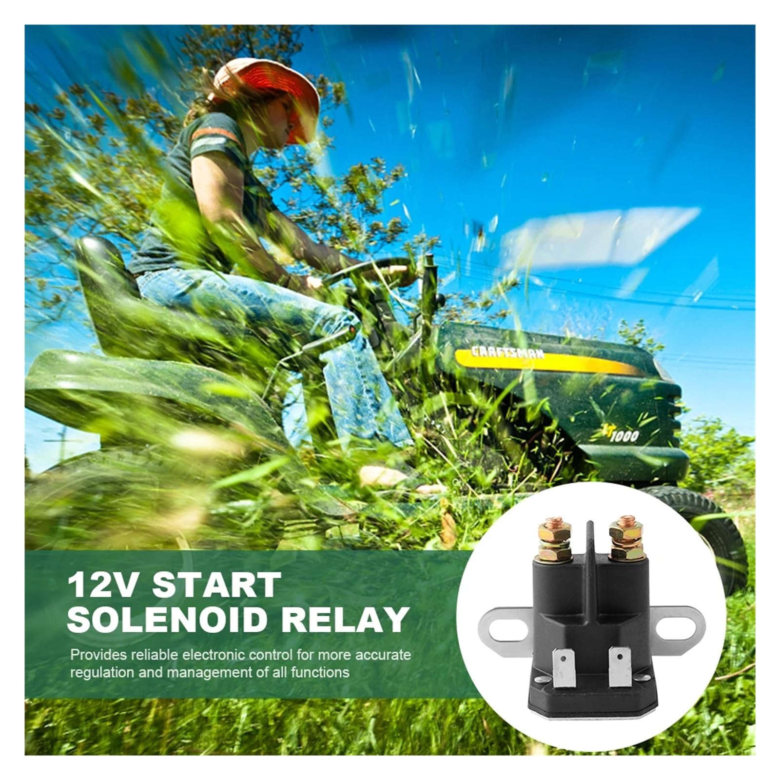 Relé de solenoide de arranque de 12 V for cortacésped, 725-04439A, 1134-2962-01, aleación de zinc 33-335, for tractor cortacésped, lancha motora.